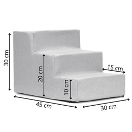 Schodki dla psa do łóżka 30 cm podest, rampa 3-stopniowa, miękkie schody szare