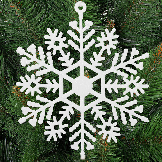 Zawieszka choinkowa 12 szt. śnieżynki świąteczna ozdoba białe brokat