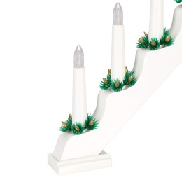 Świecznik adwentowy Led 7 świec biały drewniany