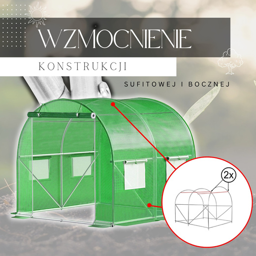 Szklarnia ogrodowa foliowa UV4 140g/m2 2x2x2 m zielona