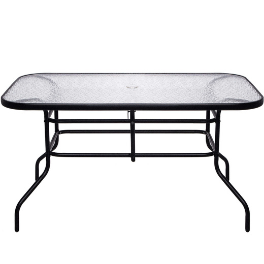 Meble ogrodowe metalowe zestaw stół 120x70 cm i 6 krzeseł na taras balkon czarne