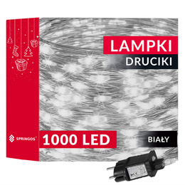 Lampki choinkowe na szpuli 1000 LED druciki biały zimny wewnętrzno-zewnętrzne