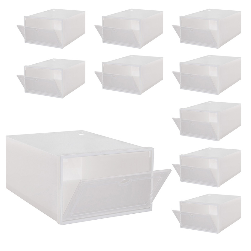 Pudełko na buty z klapą 31x21,5x12,5 cm biały organizer zestaw 10 szt.