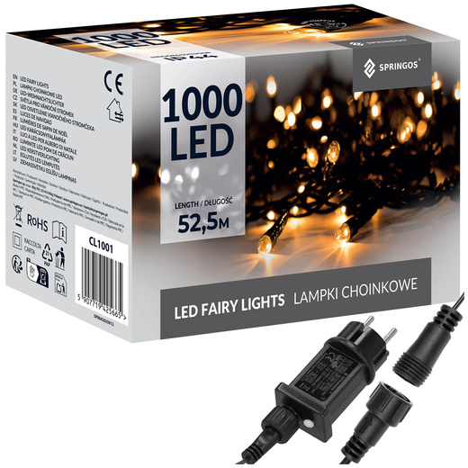 Lampki choinkowe 1000 led bialy ciepły 50m oświetlenie świąteczne IP44