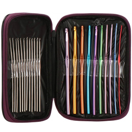 Zestaw do szydełkowania 22 szt. i etui szydełka z aluminium i stali nierdzewnej