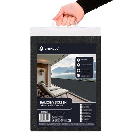 Osłona balkonowa, maskująca 100x300 cm mata na balkon zacieniająca 95% antracytowa