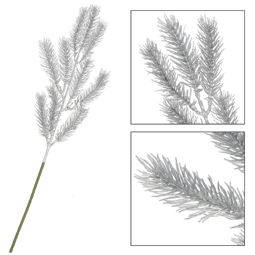 Gałązka świąteczna liść sztuczna dekoracja do stroika srebrna 47 cm