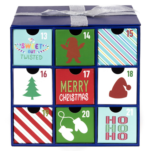 Pudełkowy kalendarz adwentowy z szufladkami 24 szt. do uzupełnienia, dekoracja świąteczna