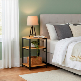 Szafka nocna, stolik z półkami do sypialni 35x31x59 cm nakastnik, jasnobrązowy