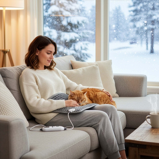 Mata grzewcza 60x30 cm elektryczna poduszka rozgrzewająca z pilotem i timerem, szara