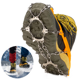 Raczki na buty stalowe antypoślizgowe turystyczne nakładki rozmiar 40-45 pomarańczowe