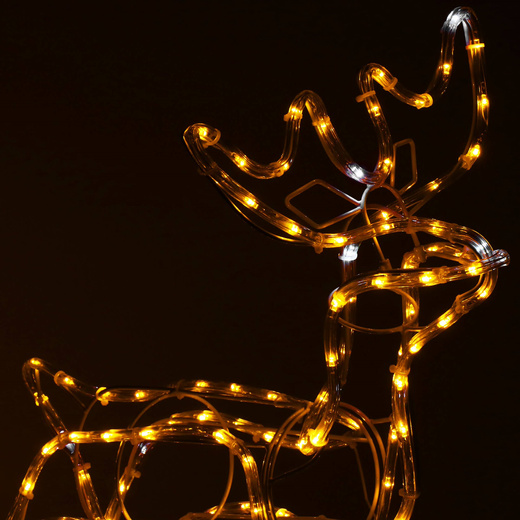 Renifer Led 120 cm świąteczny z saniami świetlna dekoracja do ogrodu biały ciepły + flash