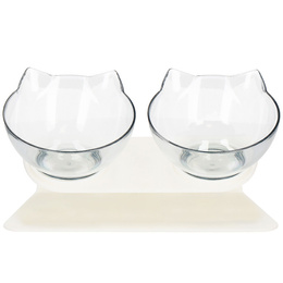 Podwójna miska dla psa i kota z podstawką antypoślizgowa przeźroczyste