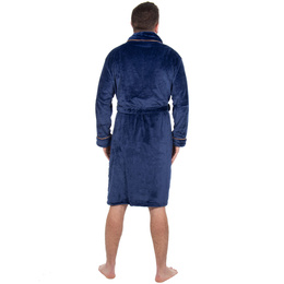 Szlafrok męski z polaru rozm. L/XL z paskiem granatowy