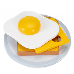 Toster zabawka drewniana dla dzieci, jajko, tost zestaw śniadaniowy 9 el. multikolor