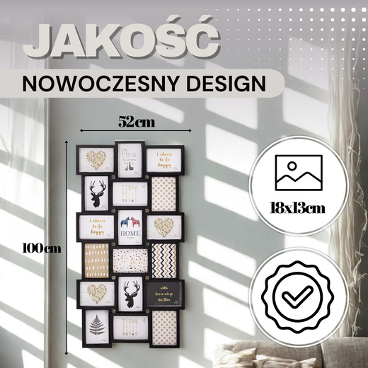 Ramka na zdjęcia 18 zdjęć multiramka 13x18 czarna