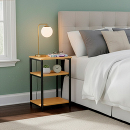 Szafka nocna, stolik z półkami do sypialni 35x31x59 cm nakastnik, jasnobrązowy