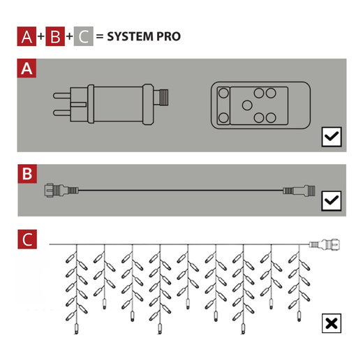 Przedłużacz do lampek choinkowych PRO 5 m + zasilacz PRO 12W + pilot z funkcją timer
