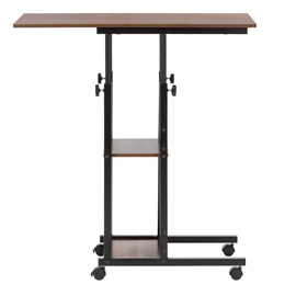 Stolik na kółkach regulowany 76-86 cm biurko mobilne pod laptopa ciemnobrązowe