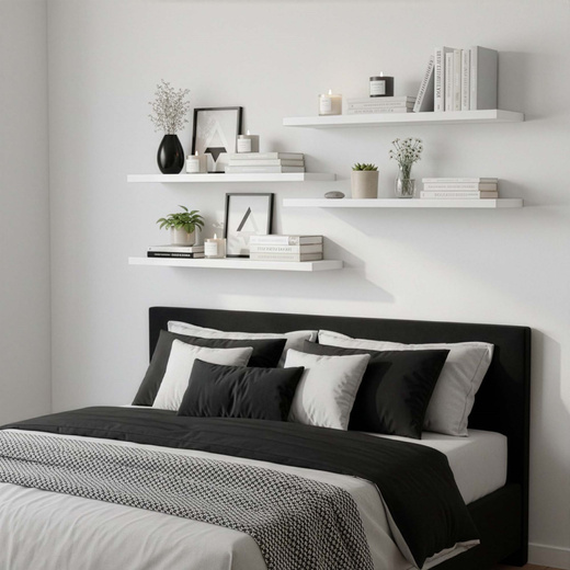 Półki ścienne 4 szt. na przyprawy, książki półki wiszące nowoczesne białe