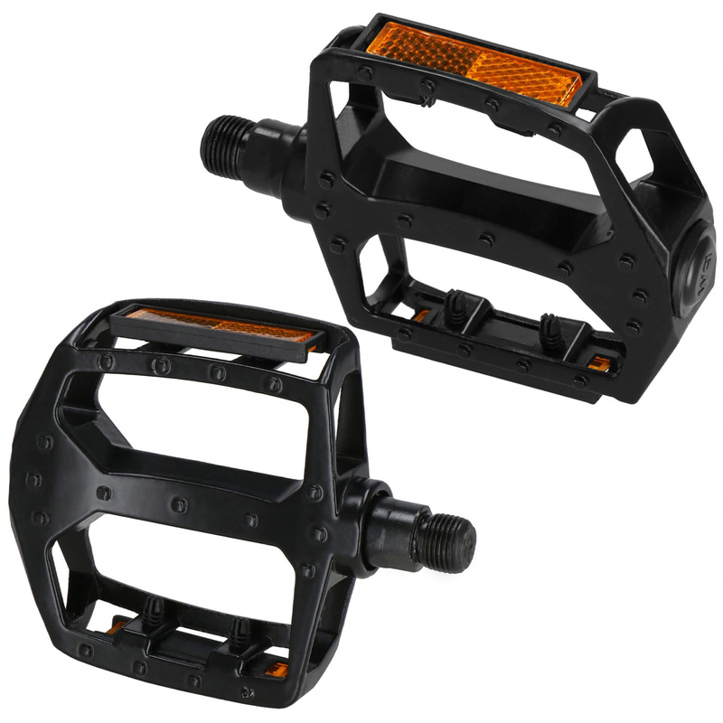 Pedały rowerowe 2 szt. z odblaskami uniwersalne, aluminium czarne