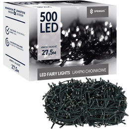 Lampki choinkowe 500 led biały zimny + flash 25m oświetlenie świąteczne IP44