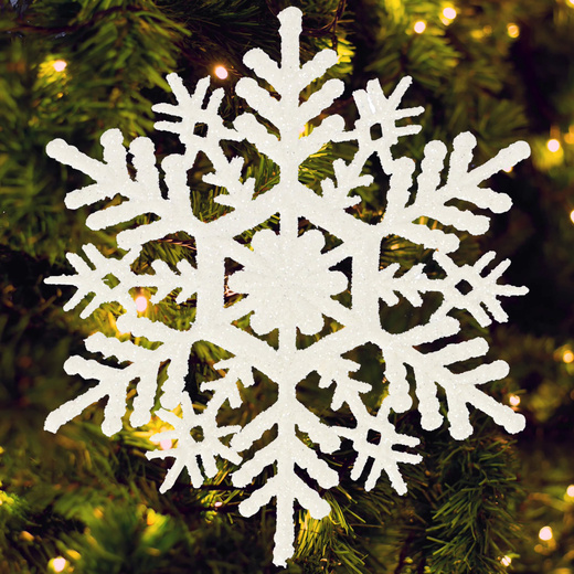 Zawieszki na choinkę śnieżynki 12 szt. ozdoba świąteczna 10,5 cm biały brokat