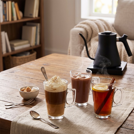 Szklanki do kawy latte mrożonej deserów 255 ml wysokie z uchem komplet 6 szt.