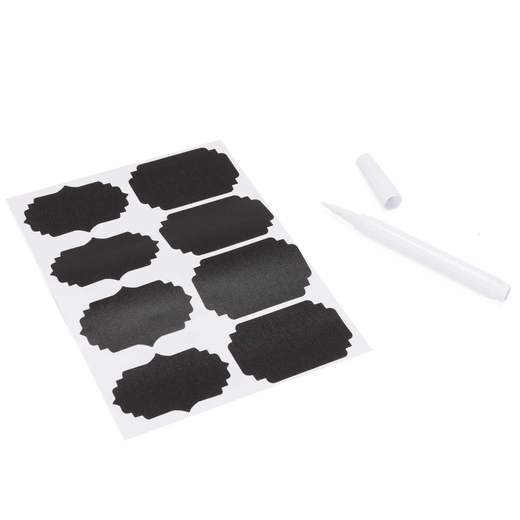 Pojemniki kuchenne do przechowywania żywności z pokrywką zestaw 24 szt. z naklejkami, przeźroczyste