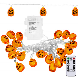Lampki na Halloween dynie girlanda łańcuch świetlny na baterie i pilota 20 LED
