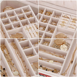 Szkatułka na biżuterię ekoskóra 26x26x8,5 cm czerwony organizer z przegródkami