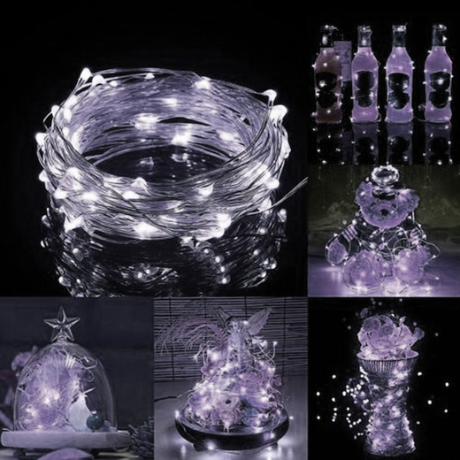 Lampki choinkowe 10 led na baterie druciki mikro biały zimny