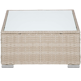 Meble ogrodowe zestaw modułowy technorattan stolik kawowy i 6 modułów beżowy