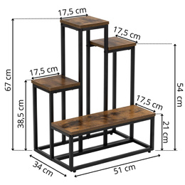 Kwietnik metalowy 67 cm stojak na kwiaty z 4 półkami loft wielopoziomowy nowoczesny