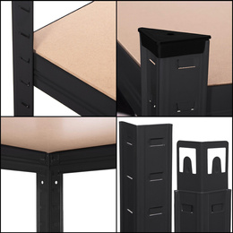 Regał metalowy z 5 półkami 150x75x30cm 625kg do garażu, piwnicy, czarny