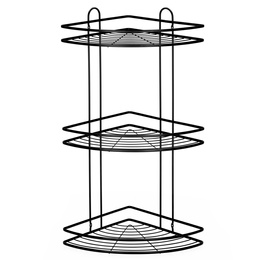Półka łazienkowa narożna pod prysznic 3 poziomy, wisząca, czarna