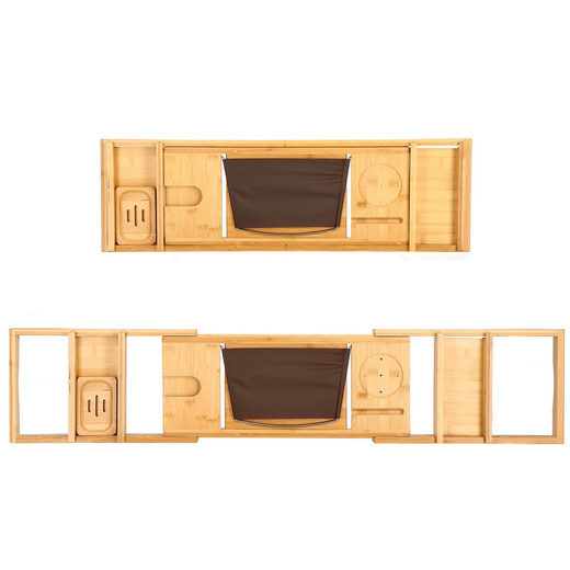 Półka na wannę regulowana 75-110,5 cm, nakładka bambusowa