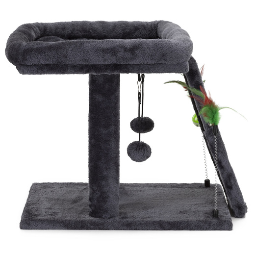 Drapak dla kota, dwa poziomy, legowisko z drabinką i sizalem do drapania, grafitowy
