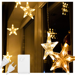 Kurtyna świetlna 70 Led gwiazdki lampki choinkowe wewnętrzne sople ciepły biały