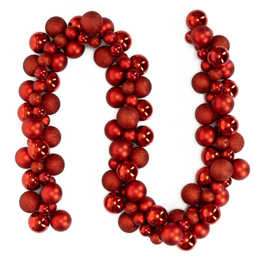 Girlanda świąteczna 160 cm łańcuch z bombek 130 szt. czerwone