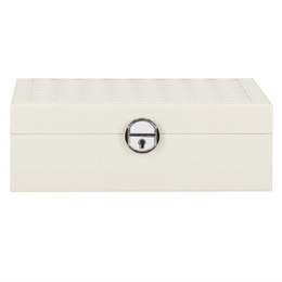 Szkatułka na biżuterię ekoskóra 25x25x8,5 cm kremowy organizer z przegródkami