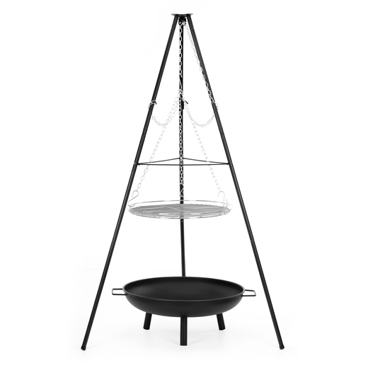 Grill ogniskowy, wiszący na stojaku z regulacją wysokości, palenisko, ruszt 50 cm
