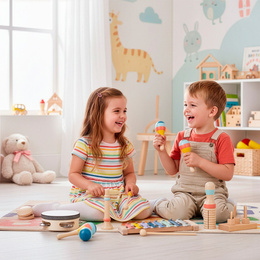 Instrumenty muzyczne dla dzieci zestaw 8 szt. drewniane zabawki do grania