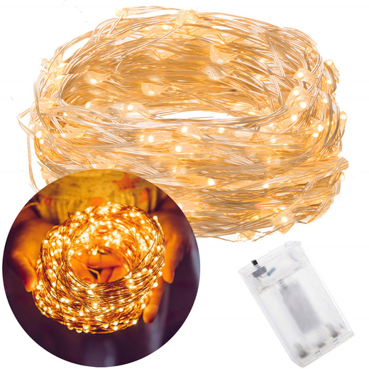 Lampki choinkowe 50 LED druciki mikro na baterie