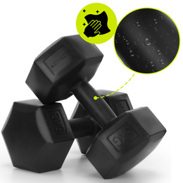 Ciężarki 2x5 kg hexagonalne do ćwiczeń fitness hantle zestaw 2 szt. czarne