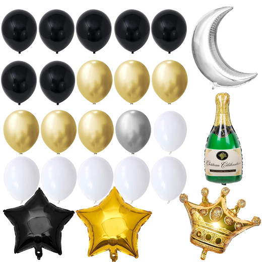 Balony na urodziny 53 szt. dekoracje z napisem happy birthday złoty/czarny/srebrny/biały