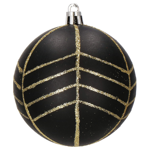 Bombki choinkowe 16 szt. czarny, złoty zestaw choinkowy