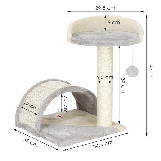Drapak dla kota sizal 2-poziomowy słupek z zabawką 47 cm