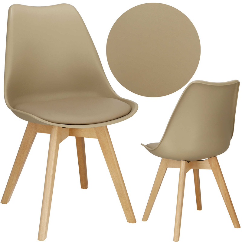 Krzesło skandynawskie do kuchni salonu jadalni Verde tapicerowana poduszka beżowe