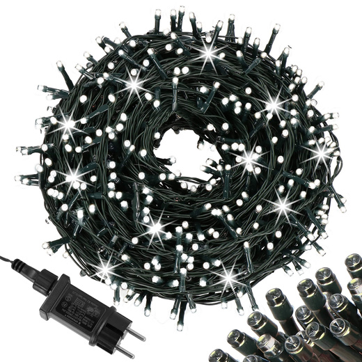 Lampki choinkowe 500 led biały zimny + flash 25m oświetlenie świąteczne IP44